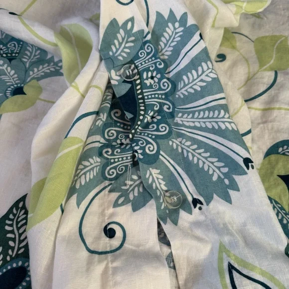 Cuddledown Linen Floral Blue and Green Twin Duvet Cover